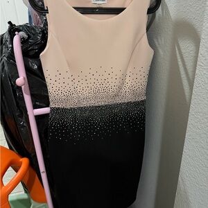 Calvin Klein Black and Cream Midi Dress